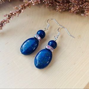 Egyptian Lapis Lazuli Gemstone Silver Earrings